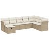vidaXL 8-tlg. Garten-Sofagarnitur mit Kissen Beige Poly Rattan