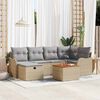 vidaXL Garten-Sofa-Set mit Kissen mit Speicher 7 pcs Beige Poly Rattan