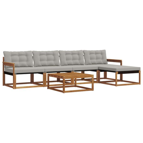 vidaXL Outdoor-Sofagarnitur mit Kissen 6 pcs Nat&uuml;rlich und Hellgrau