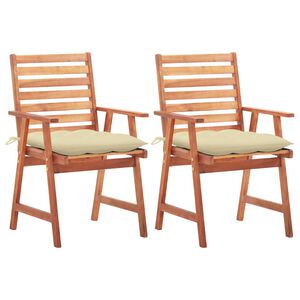 vidaXL Garten-Essst&uuml;hle 2 Stk. mit Kissen Massivholz Akazie