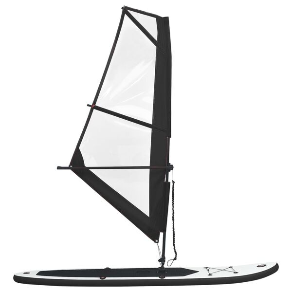 vidaXL Aufblasbares SUP-Board mit Segel Set Schwarz und Weiß