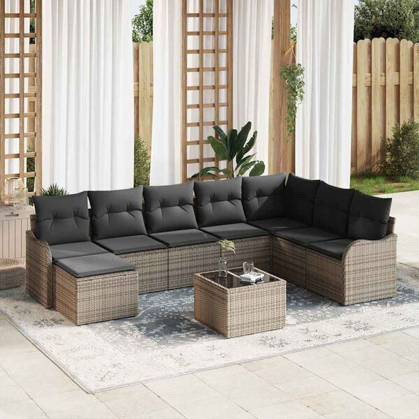 vidaXL Gartensofa-set Grau Poly-Rattan