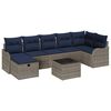 vidaXL Sofa Set mit Kissen Grau und Marineblau Poly-Rattan