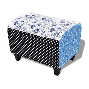 vidaXL Fu&szlig;hocker Patchwork Blau & Wei&szlig;