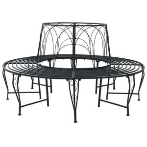 vidaXL Baumbank 8 -Sitzer &Oslash; 160 x 89 cm steel Schwarz Rund