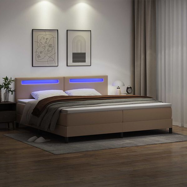 vidaXL Boxspringbett mit Matratze Cappuccino 200 x 200 cm Kunstleder