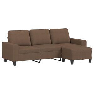 vidaXL 3-Sitzer-Sofa mit Hocker Braun 180 cm Stoff