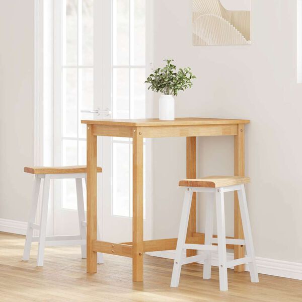 vidaXL Barhocker 2 Stk. Weiß Massivholz Gummibaum