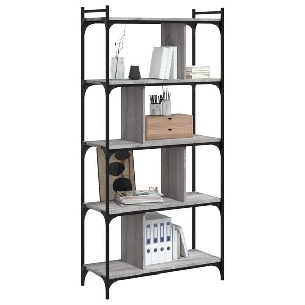 vidaXL B&uuml;cherregal 5 B&ouml;den Grau Sonoma 76x32x158 cm Holzwerkstoff