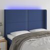 vidaXL LED Kopfteil Blau 147x16x118/128 cm Stoff