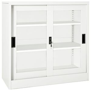 vidaXL Schrank mit Schiebet&uuml;r Wei&szlig; 90x40x90 cm Stahl