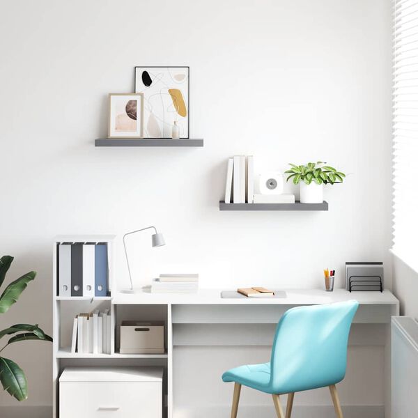 vidaXL Schwebende Wandregale 2 Stk. Grau 60x23,5x3,8cm MDF