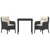 vidaXL Garten Essgruppe mit Kissen 3 pcs Grau Poly Rattan