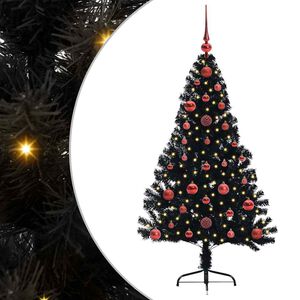vidaXL K&uuml;nstlicher vorbeleuchteter Weihnachtsbaum Schwarz 120 cm PVC