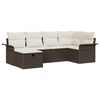 vidaXL Garten-Sofa-Set mit Kissen mit Speicher 6 pcs Braun Poly Rattan