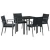 vidaXL Garten Essgruppe 5 Stk. Schwarz und Grau PE-Rattan
