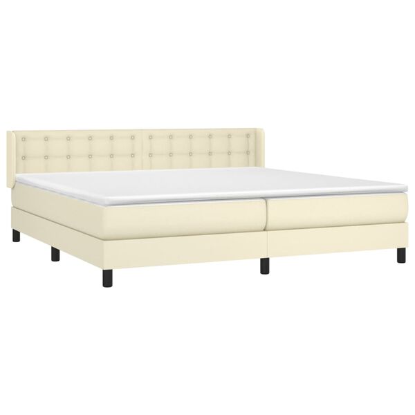 vidaXL Boxspringbett mit Matratze Creme 200x200 cm Kunstleder