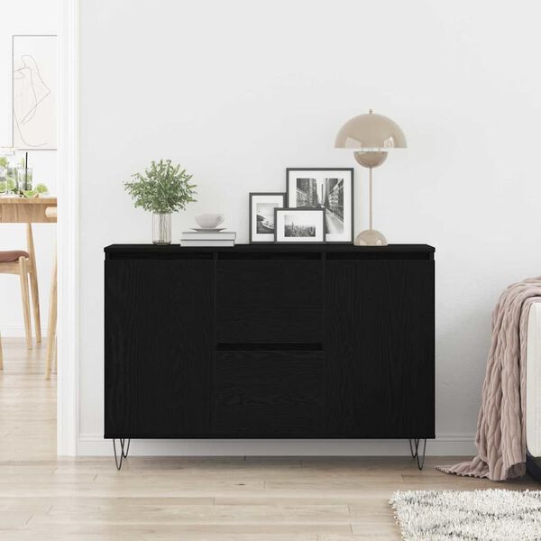 vidaXL Sideboard Schwarz Eichen-Optik 101,5 x 35 x 70 cm Holzwerkstoff