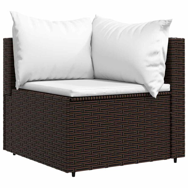vidaXL Garten-Ecksofas mit Kissen 2 Stk. Braun Poly Rattan