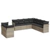 vidaXL 9-tlg. Garten-Sofagarnitur mit Kissen Hellgrau Poly Rattan