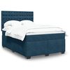 vidaXL Boxspringbett mit Matratze Blau 140x190 cm Samt