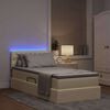 vidaXL Bett mit Stauraum und LED mit Matratze Creme 90 x 190 cm Stoff