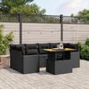 vidaXL 7-tlg. Garten-Sofagarnitur mit Kissen Schwarz Poly Rattan
