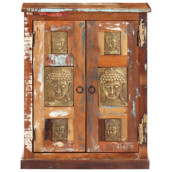 vidaXL Sideboard mit Buddha-Verkleidung 60x35x75cm Altholz Massivholz