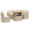 vidaXL 6-tlg. Garten-Sofagarnitur mit Kissen Beige Poly Rattan