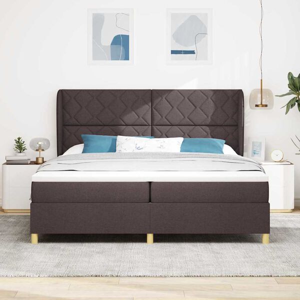 vidaXL Boxspringbett mit Matratze Dunkelbraun 200 x 200 cm Stoff