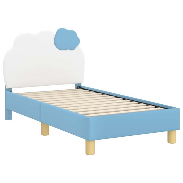 vidaXL Kinderbettgestell mit Kopfteil mit Kopfteil Blau 70 x 140 cm PU