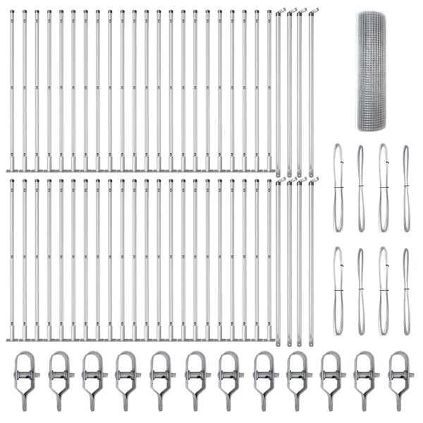 vidaXL Zaunpfosten Silber 100 x 0,5 m (16 x 16 mm Maschen) Stahl