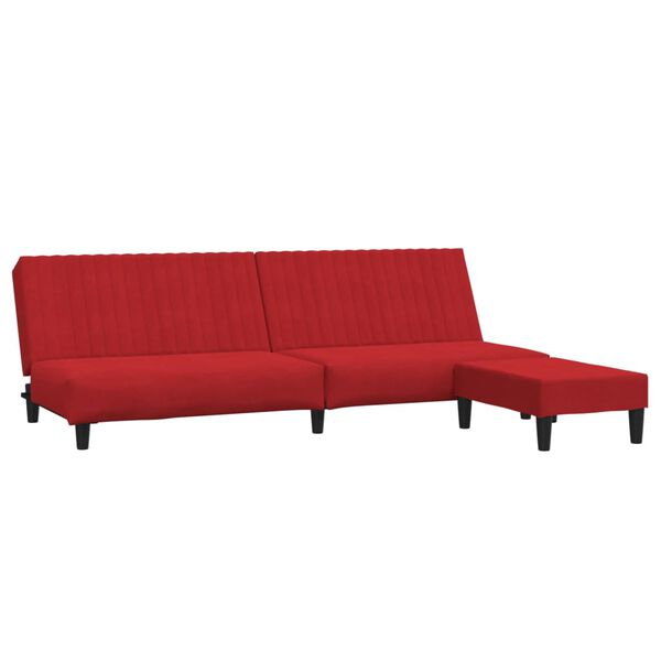 vidaXL Schlafsofa 2-Sitzer mit Fu&szlig;hocker Weinrot Samt