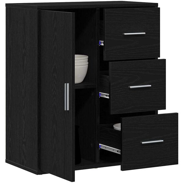 vidaXL Sideboard Schwarz Eichen-Optik 60 x 31 x 70 cm Holzwerkstoff