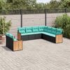 vidaXL 9-teiliges Gartensofa-Set mit Kissen, schwarzes Polyrattan