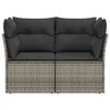 vidaXL Gartensofa 2-Sitzer mit Kissen Grau Poly Rattan