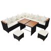 vidaXL 7-tlg. Garten-Lounge-Set mit Auflagen Poly Rattan Schwarz