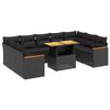 vidaXL 10-tlg. Garten-Sofagarnitur mit Kissen Schwarz Poly Rattan
