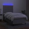 vidaXL Boxspringbett mit Matratze & LED Hellgrau 100x200 cm Stoff