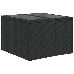 vidaXL Gartentisch mit Glasplatte Schwarz 55 x 55 x 37 cm Poly Rattan