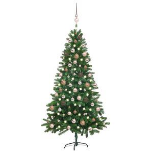 vidaXL K&uuml;nstlicher Weihnachtsbaum mit Beleuchtung & Kugeln 150 cm Gr&uuml;n