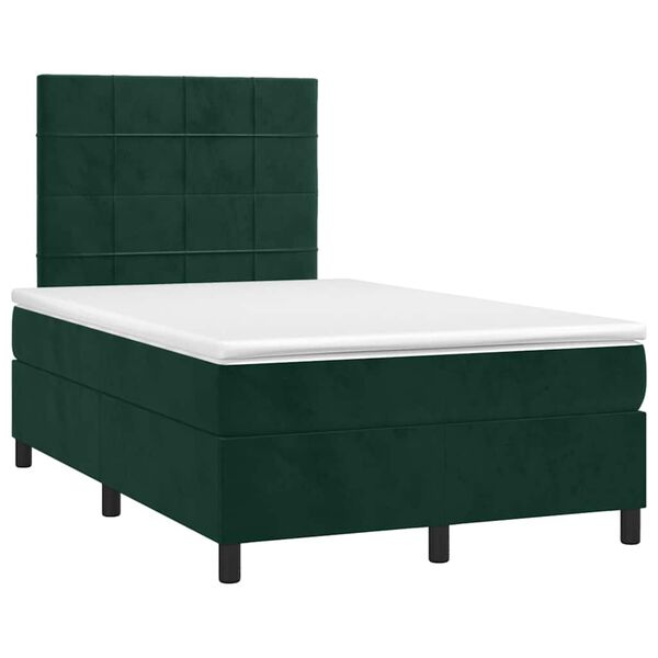 vidaXL Boxspringbett mit Matratze Dunkelgrün 120x190 cm Samt