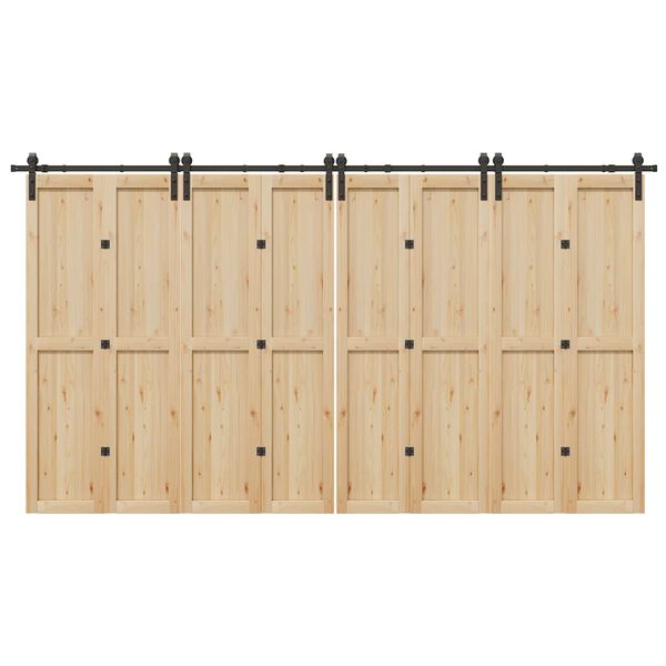 vidaXL Schiebet&uuml;rbeschlag-Set 400 cm Stahl Schwarz