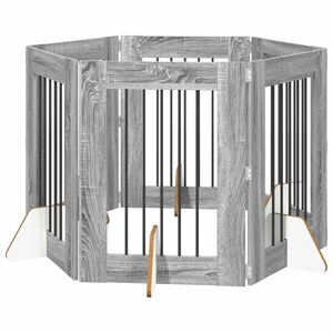 vidaXL Hundetor mit St&auml;ndern 6 pcs Graues Sonoma 60 x 80 cm