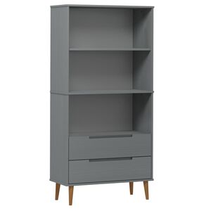 vidaXL B&uuml;cherregal MOLDE Grau 85x35x170,5 cm Massivholz Kiefer