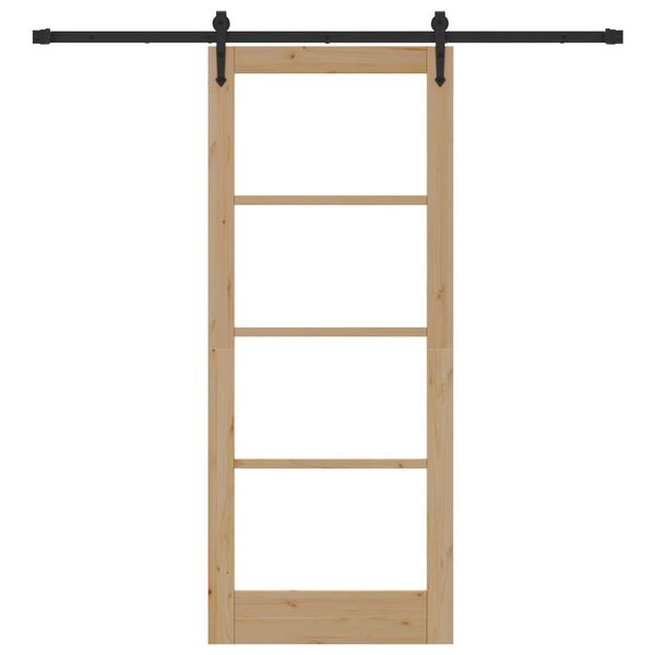 vidaXL Schiebet&uuml;r Nat&uuml;rlich und Schwarz 83 x 202 cm