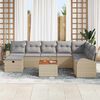 vidaXL Gartensofa-set mit Kissen mit Speicher 9 pcs Beige Poly Rattan