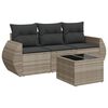 vidaXL 4-tlg. Garten-Sofagarnitur mit Kissen Hellgrau Poly Rattan