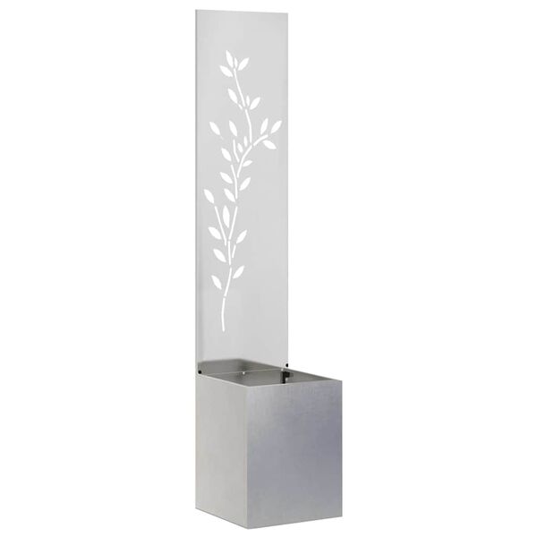 vidaXL Garten Sichtschutz-Leinwand Floral Silber 32 x 140 cm Edelstahl