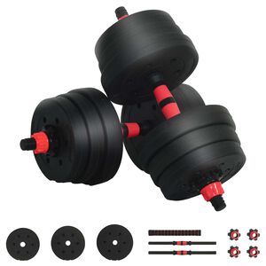 vidaXL 2-in-1 Kurzhantel Langhantel Set 20 kg Schwarz und Rot
